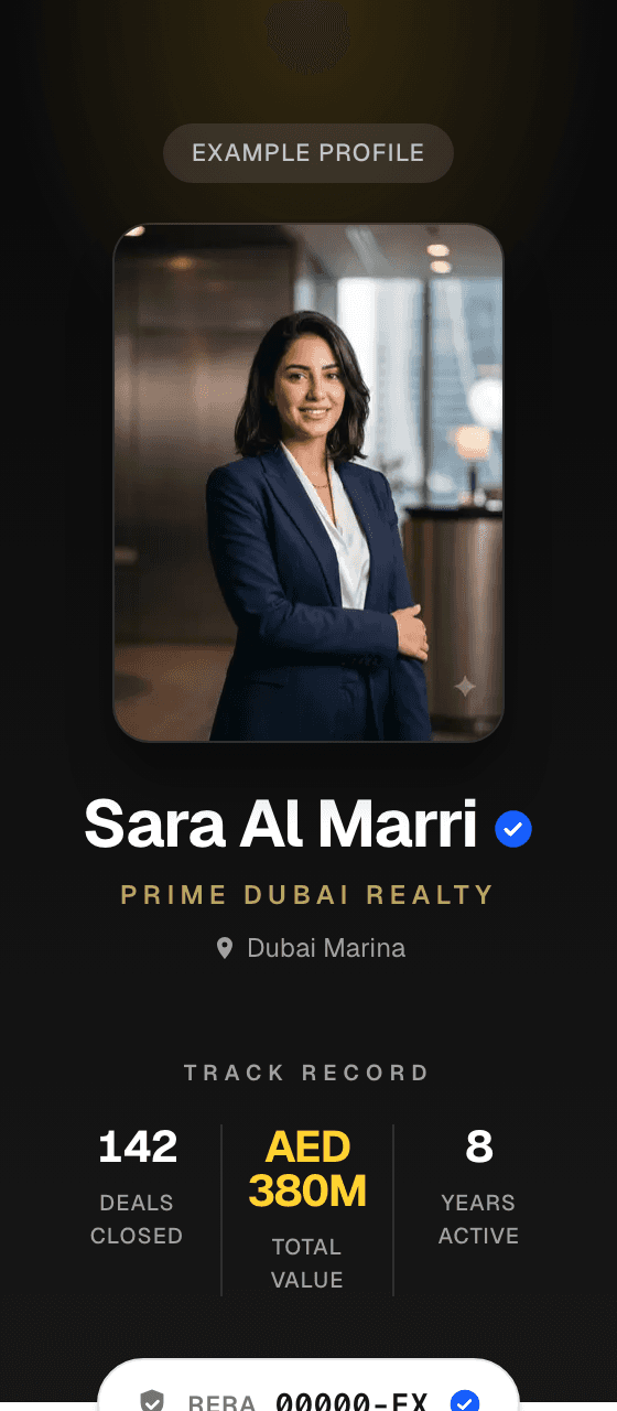 Example agent profile — Sara Al Marri